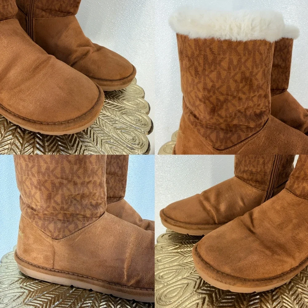 Michael Kors‎ Faux Fur Winter Boots Brown Logo Zip Ankle Size 5